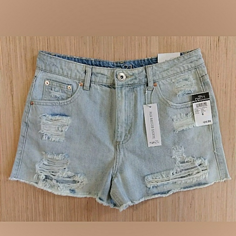 Rue 21 high waisted distress shortie shorts sz 6